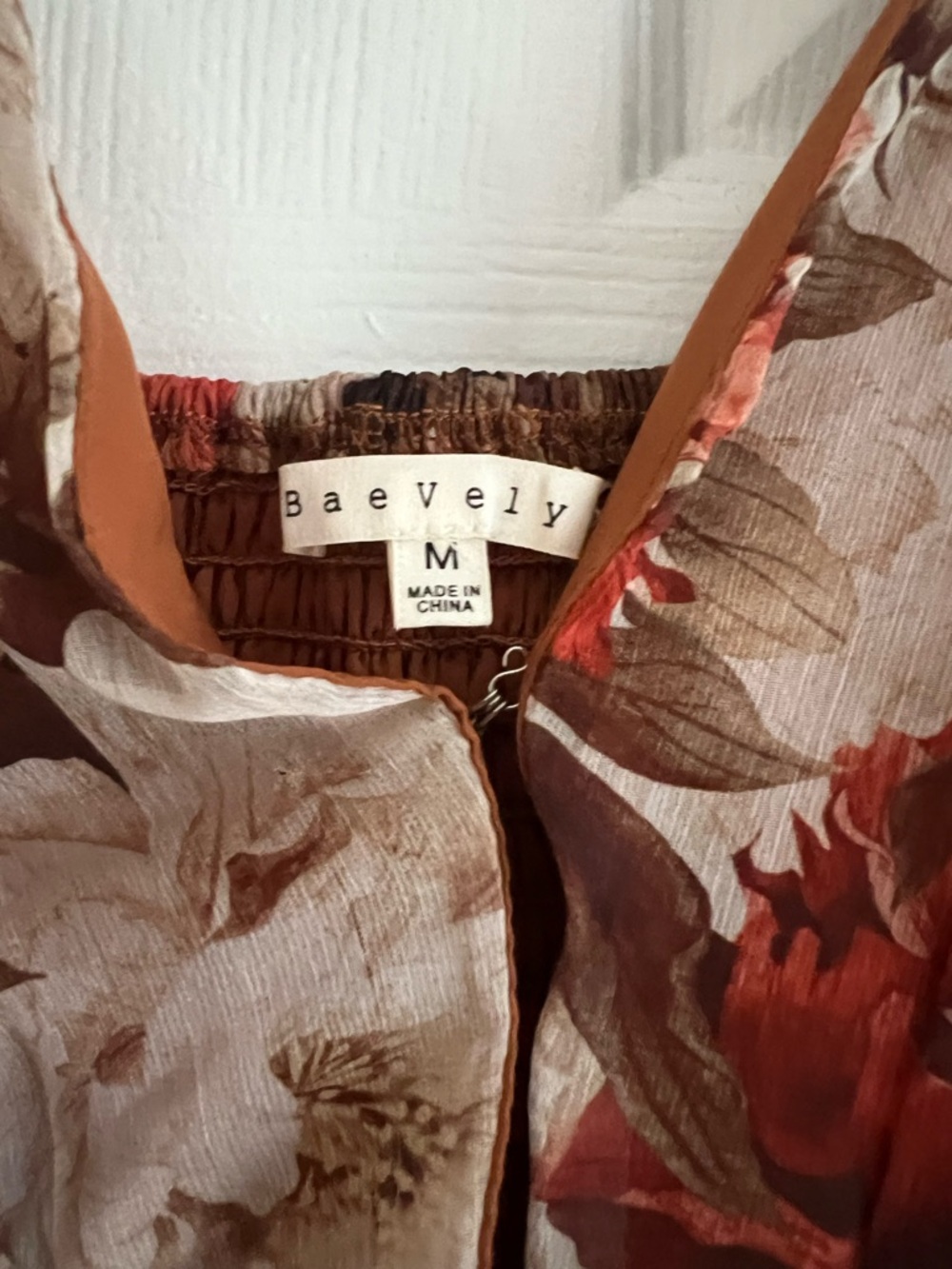 BaeVely Lane 201 Rustic Romance Brown Tan Floral Cottagecore Midi Dress Medium - Picture 4 of 9